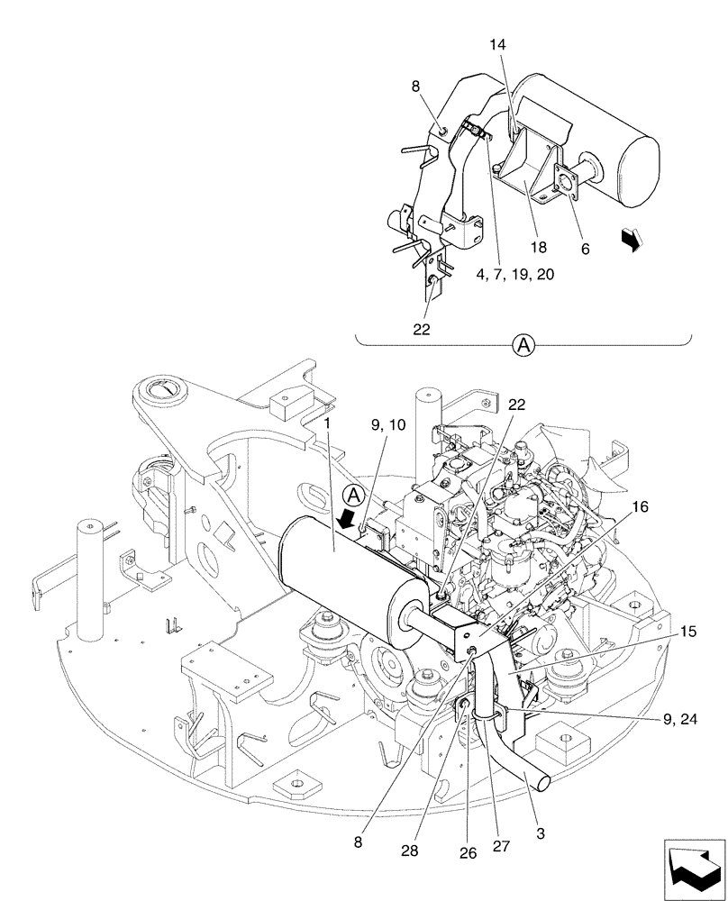 Схема запчастей Case CX36B - (01-018[00]) - MUFFLER ASSY (10) - ENGINE