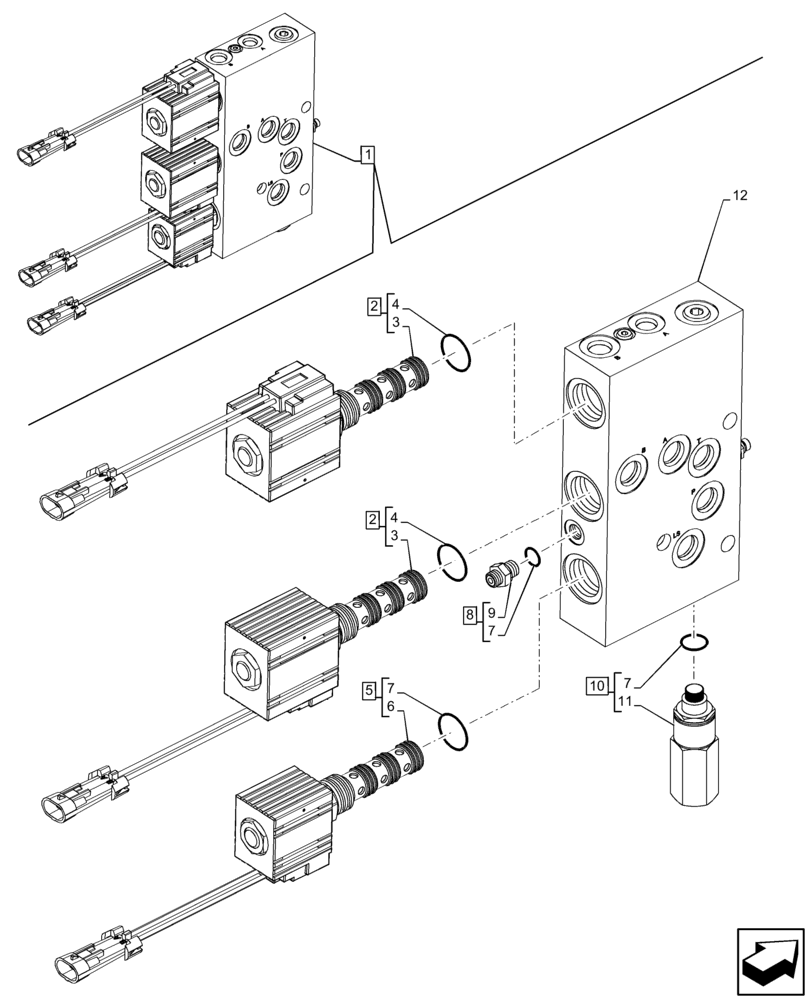 Схема запчастей Case 580SN - (35.734.AC[04]) - QUICK COUPLER VALVE W/ LOADER AND BACKHOE HYDRAULIC COUPLER, COMPONENTS (35) - HYDRAULIC SYSTEMS