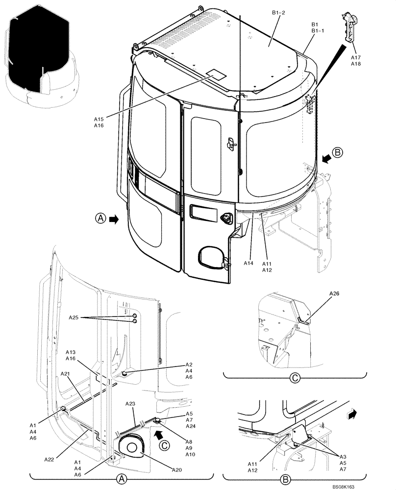 Схема запчастей Case CX50B - (01-048) - CAB INSTALLATION (PW02C00039F1, PW02C00050F1%KS) (05) - SUPERSTRUCTURE