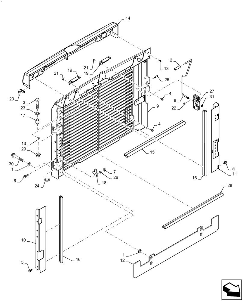 Схема запчастей Case TR310 - (90.100.BE[01]) - HD REAR DOOR (90) - PLATFORM, CAB, BODYWORK AND DECALS