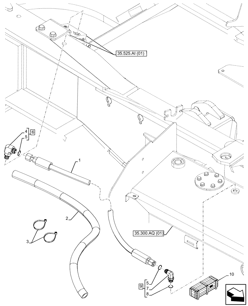 Схема запчастей Case 580N EP - (35.525.AA[03]) - VAR - 423083 - AUXILIARY HYDRAULIC, VALVE, LINE (35) - HYDRAULIC SYSTEMS