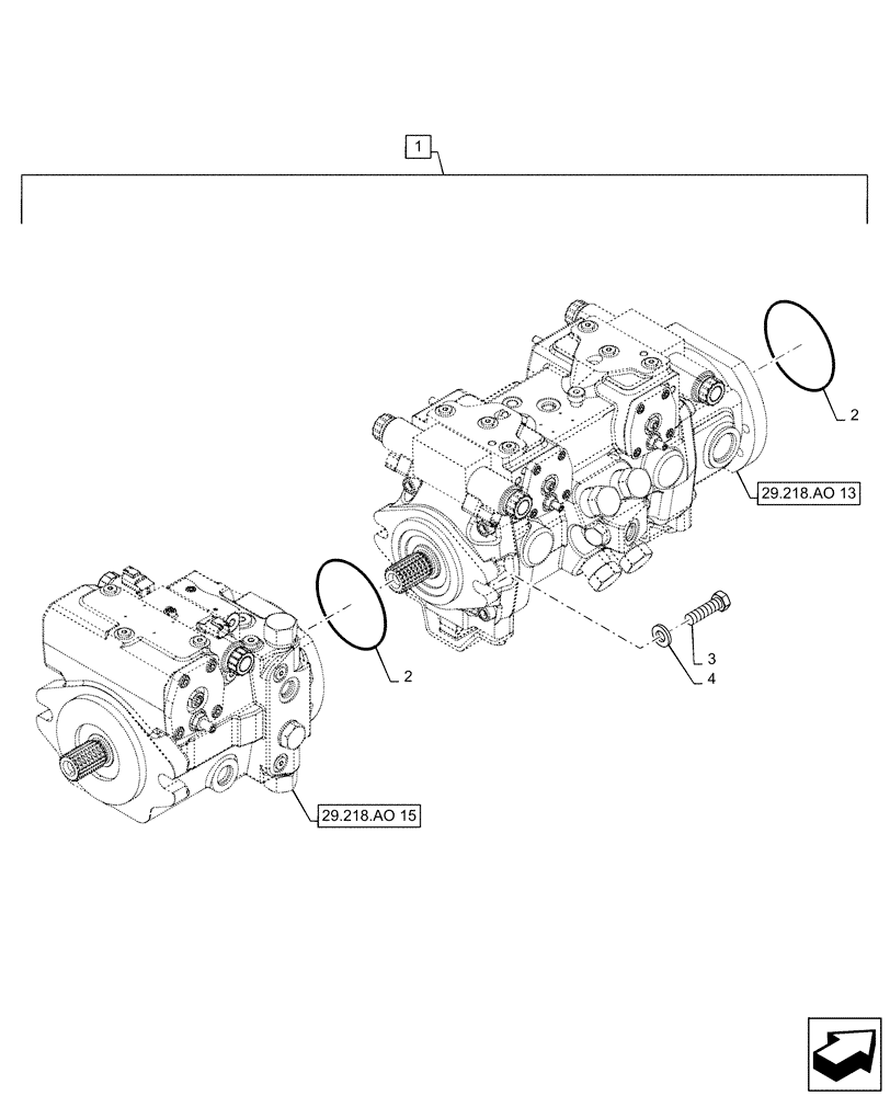 Схема запчастей Case SR270 - (29.218.AO [14]) - HYDROSTATIC PUMP, 53CC - 46CC, EHF (29) - HYDROSTATIC DRIVE