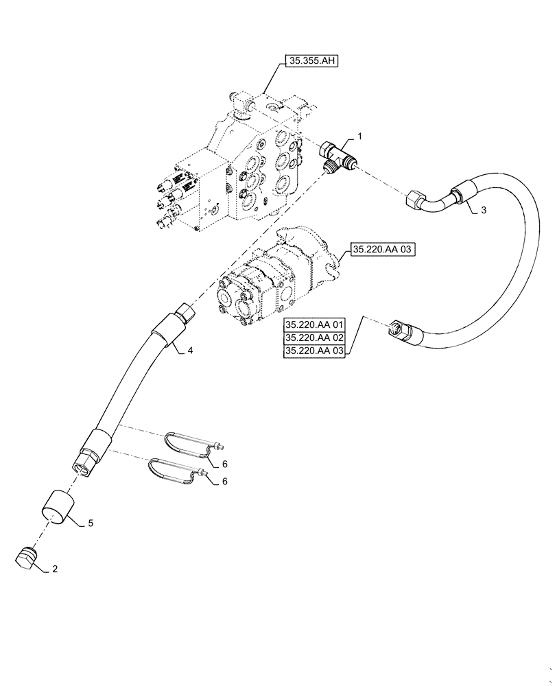 Схема запчастей Case SR270 - (35.525.060) - HYDRAULIC VALVE SUPPLY LINES EHF, EU (35) - HYDRAULIC SYSTEMS