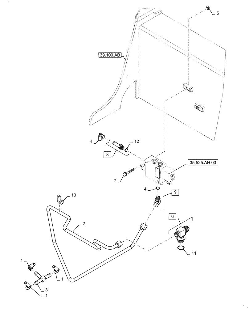 Схема запчастей Case TR310 - (35.734.AH[03]) - HYDRAULIC COUPLER, CHASSIS PLUMBING (35) - HYDRAULIC SYSTEMS