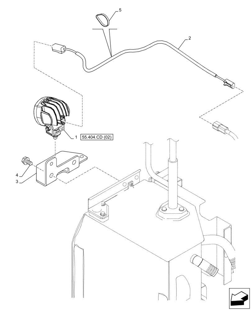 Схема запчастей Case CX300D LC - (55.404.CD[03]) - VAR - 488038 - SIDE CAMERA, LIGHT, RIGHT (55) - ELECTRICAL SYSTEMS