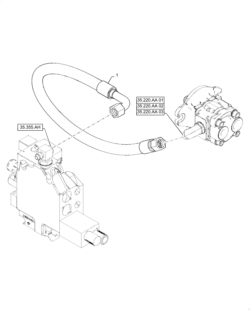 Схема запчастей Case TR340 - (35.734.AH[16]) - HYDRAULIC VALVE, SUPPLY LINES, NA ONLY, EH (35) - HYDRAULIC SYSTEMS