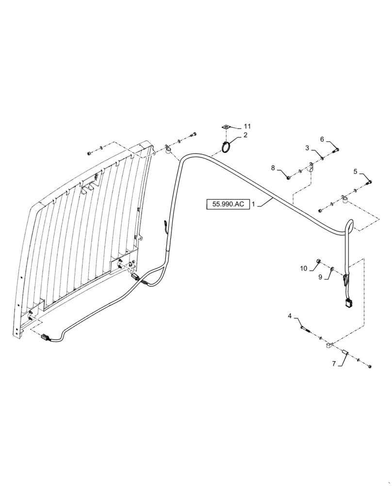 Схема запчастей Case 621F - (90.100.AU) - HOOD WIRE HARNESS INSTALLATION (90) - PLATFORM, CAB, BODYWORK AND DECALS