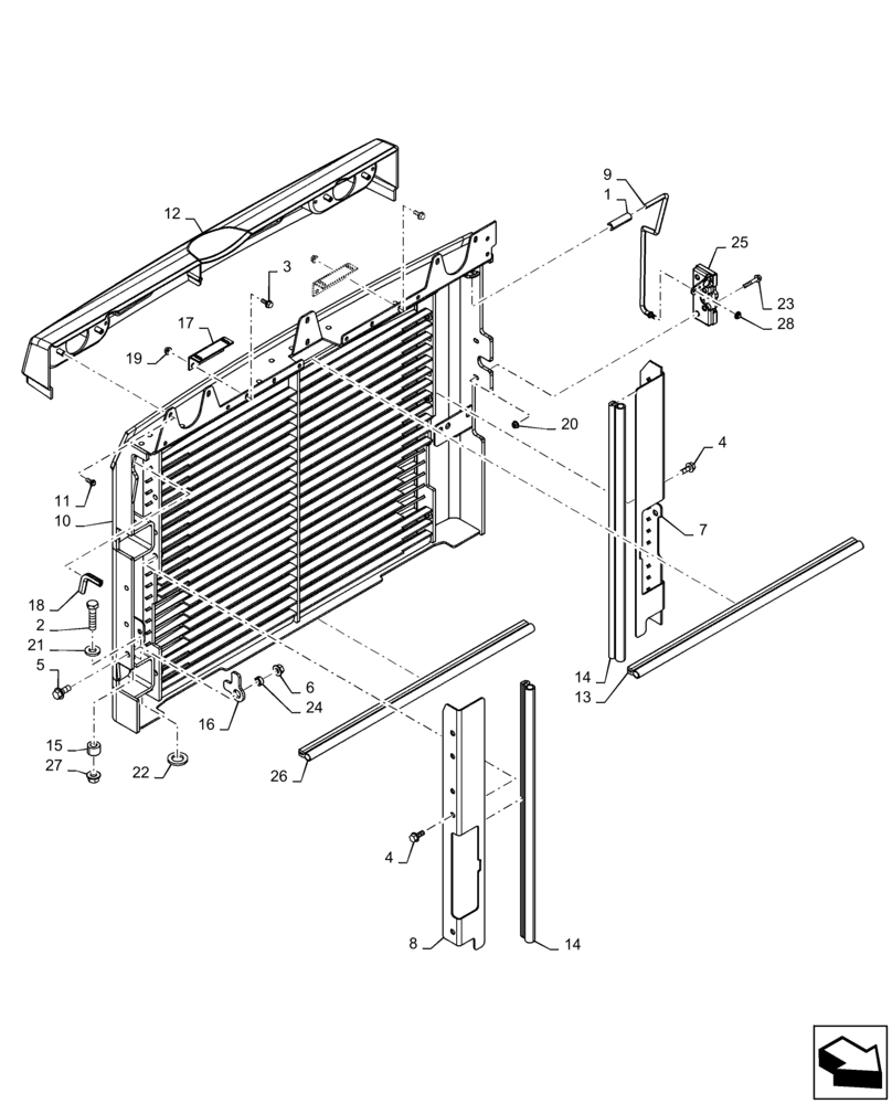 Схема запчастей Case SR250 - (90.100.BE[01]) - HD REAR DOOR (90) - PLATFORM, CAB, BODYWORK AND DECALS