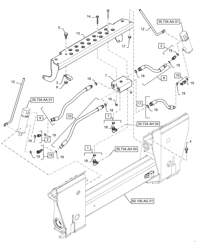 Схема запчастей Case TV380 - (35.734.AH[07]) - HEAVY DUTY, HYDRAULIC COUPLER (35) - HYDRAULIC SYSTEMS