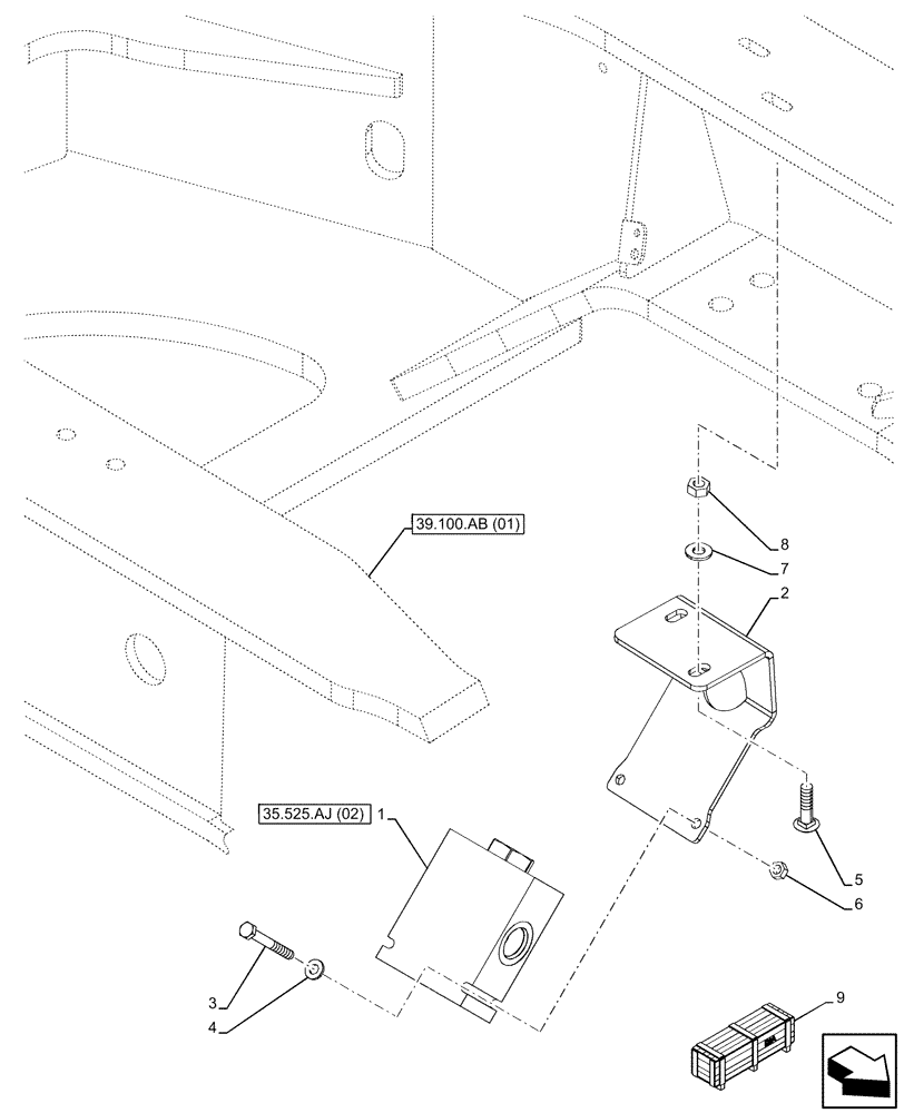 Схема запчастей Case 580N EP - (35.525.AJ[01]) - VAR - 423083, 423084 - REMOTE CONTROL VALVE (35) - HYDRAULIC SYSTEMS