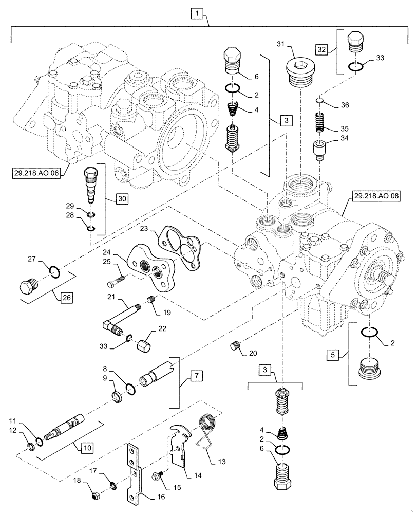 Схема запчастей Case TV380 - (29.218.AO[03]) - HYDROSTATIC PUMP, FRONT 46CC MDC BUSHED (29) - HYDROSTATIC DRIVE