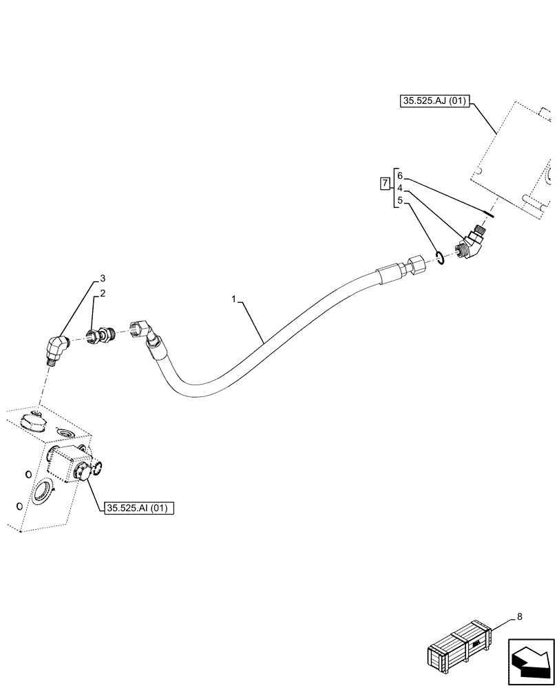 Схема запчастей Case 580SN WT - (35.525.AA[08]) - VAR - 423083, 423084 - AUXILIARY HYDRAULIC, LINES (35) - HYDRAULIC SYSTEMS