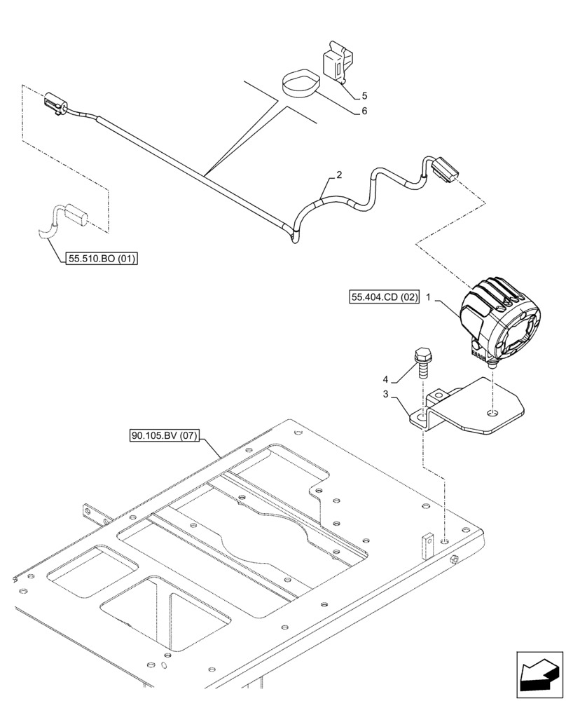 Схема запчастей Case CX300D LC - (55.404.CD[04]) - VAR - 488038 - SIDE CAMERA, LIGHT, LEFT (55) - ELECTRICAL SYSTEMS