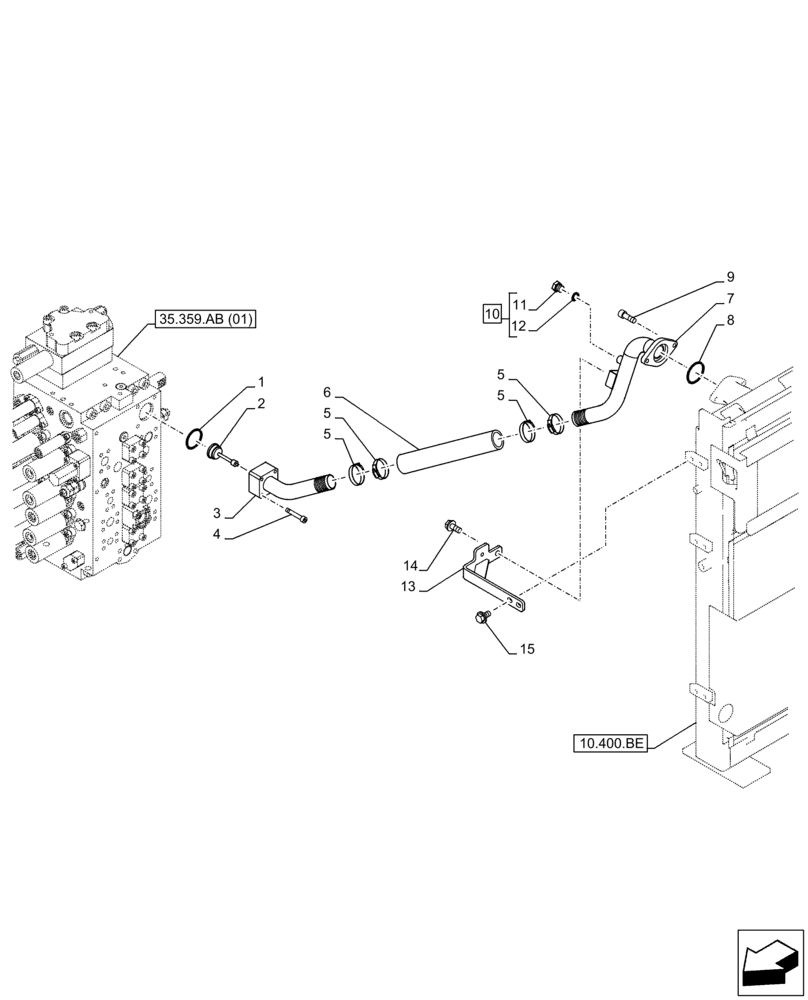 Схема запчастей Case CX350D LC - (35.300.BC[02]) - OIL COOLER LINE (35) - HYDRAULIC SYSTEMS