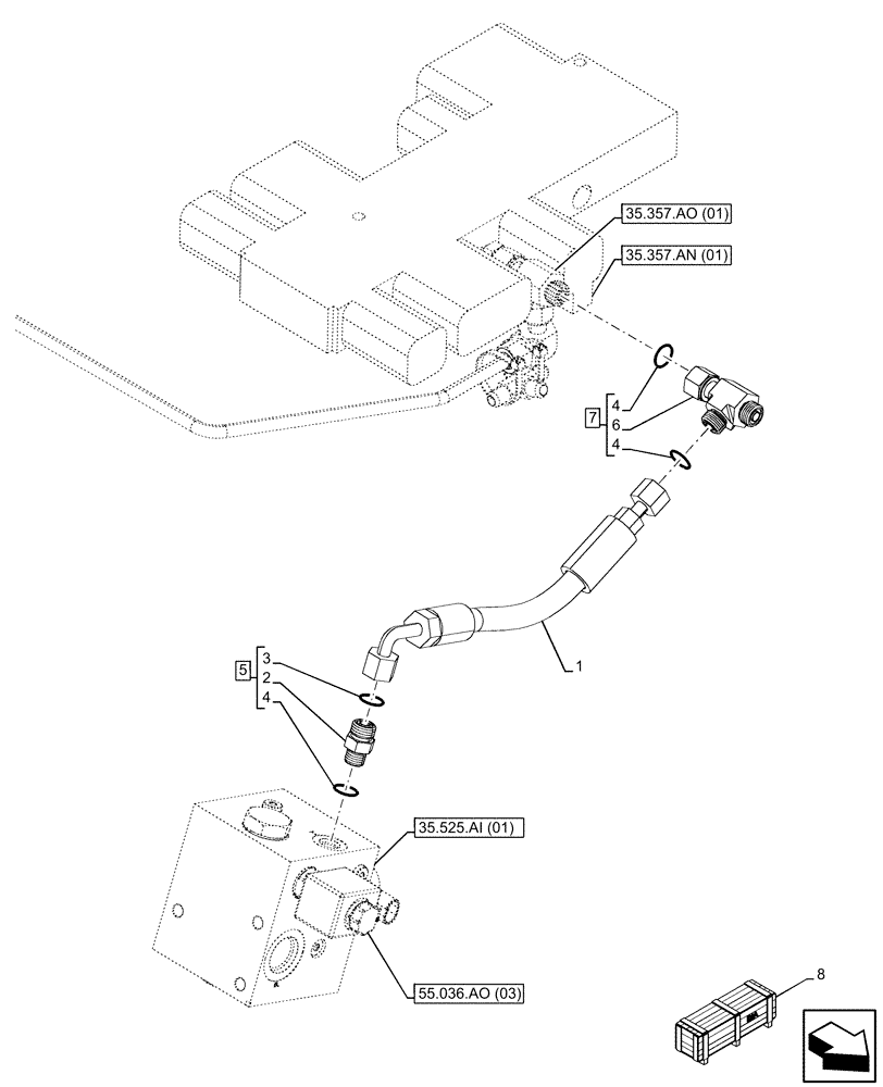 Схема запчастей Case 590SN - (35.525.AA[20]) - VAR - 747662, 423084 - AUXILIARY HYDRAULIC, LINES (35) - HYDRAULIC SYSTEMS