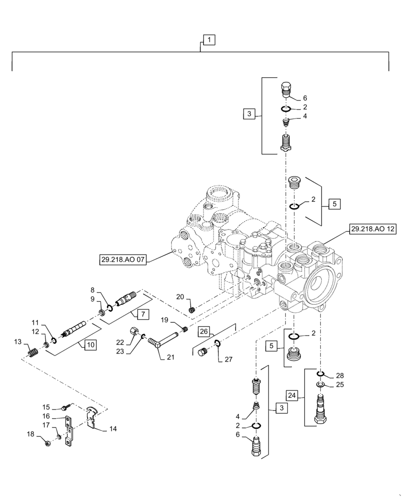 Схема запчастей Case TR310 - (29.218.AO[11]) - HYDROSTATIC PUMP, 46CC, MECHANICAL, CONTROL, REAR (29) - HYDROSTATIC DRIVE