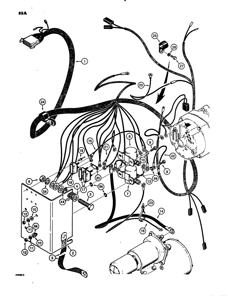 Схема запчастей Case 780B - (089A) - ELECTRICAL SYSTEM, FRONT HARNESS AND CONNECTIONS, UNITS WITH CHASSIS MOUNTED SOLENOID BRACKET (04) - ELECTRICAL SYSTEMS