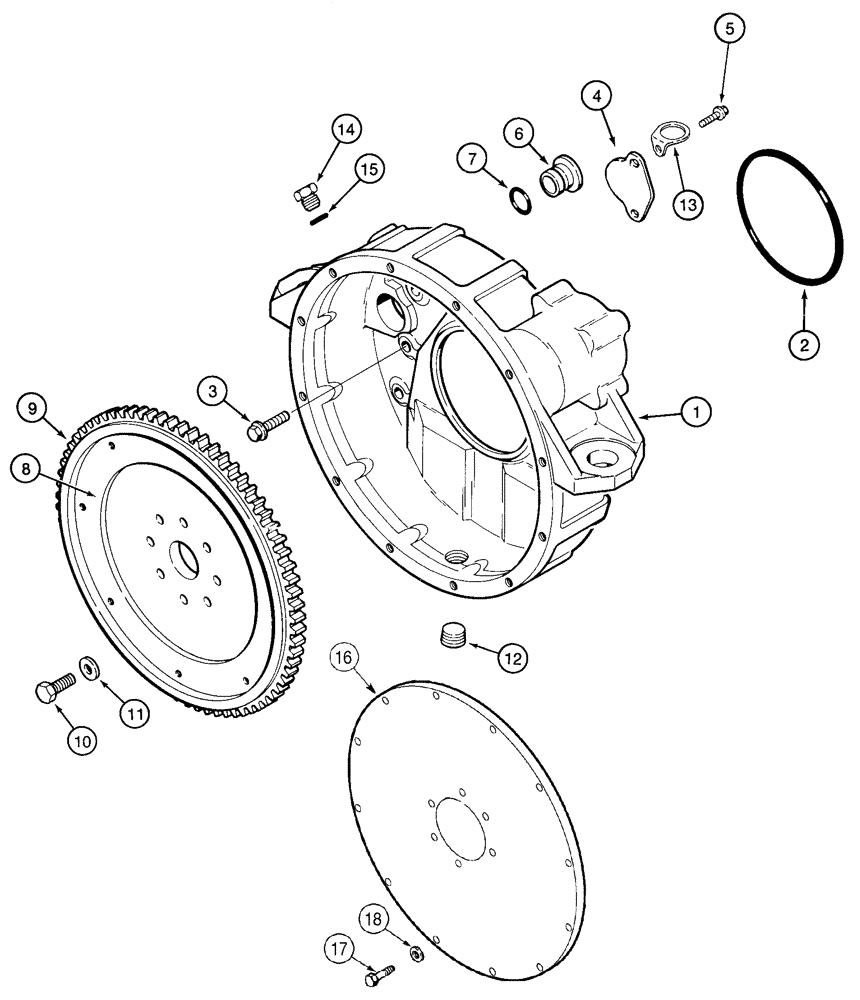 Схема запчастей Case 960 - (02-20) - FLYWHEEL AND HOUSING (02) - ENGINE