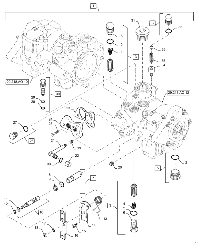 Схема запчастей Case TR310 - (29.218.AO[09]) - HYDROSTATIC PUMP, 46CC, MECHANICAL, CONTROL, FRONT (29) - HYDROSTATIC DRIVE