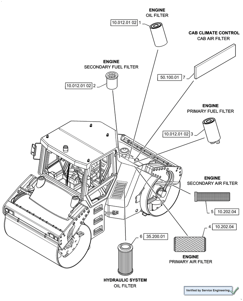 Схема запчастей Case DV213 - (05.100.03[01]) - FILTERS, DV213 (05) - SERVICE & MAINTENANCE