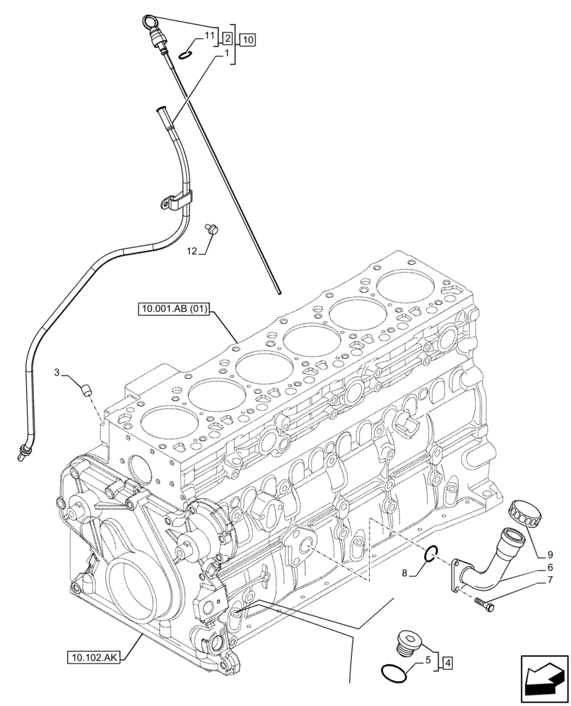 Схема запчастей Case F4HFE613A B004 - (10.304.AS) - DIPSTICK (10) - ENGINE