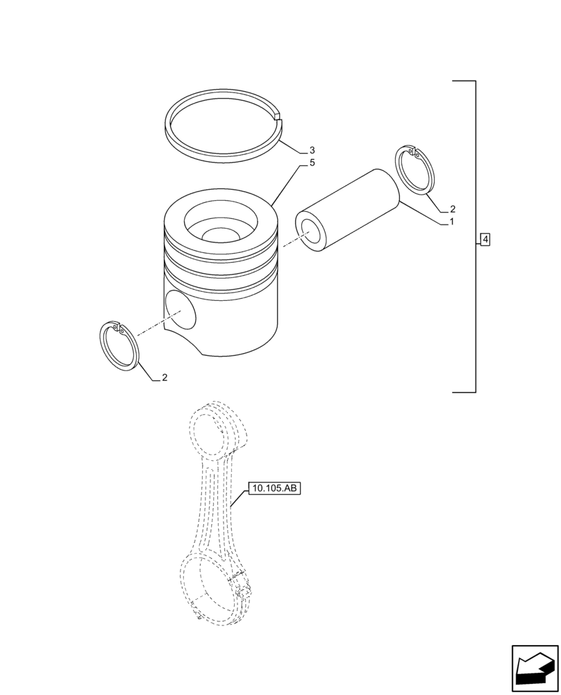 Схема запчастей Case F4HFE613A B004 - (10.105.AG) - PISTON (10) - ENGINE