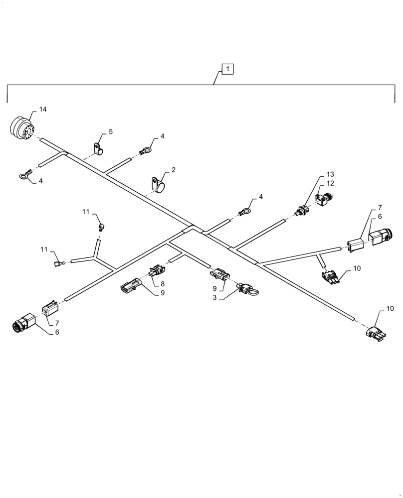 Схема запчастей Case 621F - (55.100.AC[03]) - FRONT CHASSIS WIRE HARNESS ASSEMBLY, XT (55) - ELECTRICAL SYSTEMS