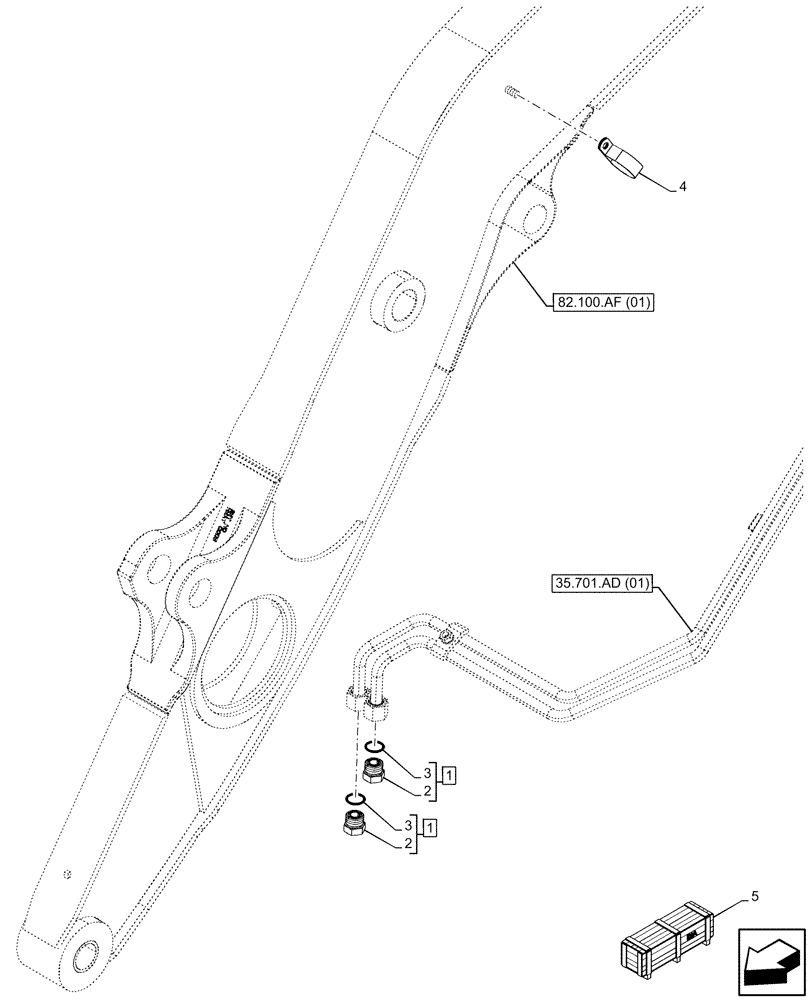 Схема запчастей Case 580SN - (35.701.AD[04]) - VAR - 742242 - LOADER BUCKET, AUXILIARY HYDRAULIC (35) - HYDRAULIC SYSTEMS