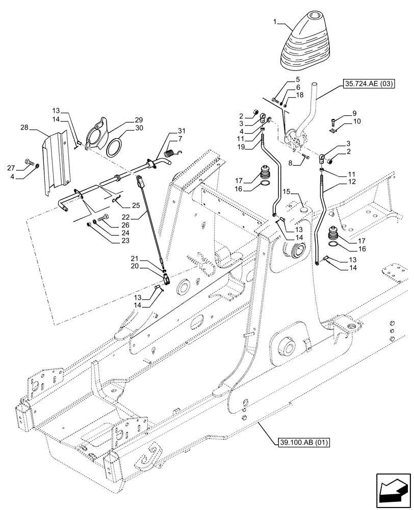 Схема запчастей Case 590SN - (35.724.AE[01]) - VAR - 423080 - CONTROL, LOADER BUCKET, GEAR PUMP (35) - HYDRAULIC SYSTEMS