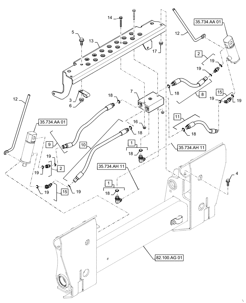 Схема запчастей Case TV380 - (35.723.AA[07]) - HYDRAULIC COUPLER (35) - HYDRAULIC SYSTEMS