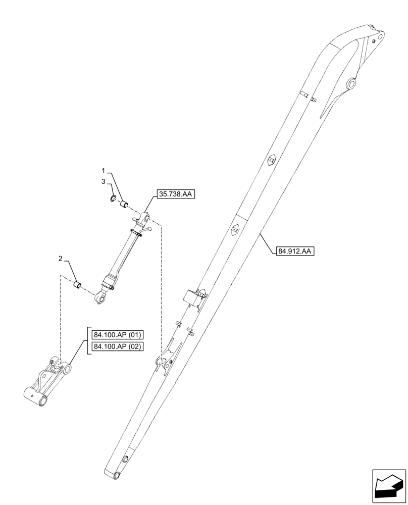 Схема запчастей Case CX250D LC LR - (84.100.AM[02]) - VAR - 481238 - BUCKET CYLINDER, BUSHING (84) - BOOMS, DIPPERS & BUCKETS