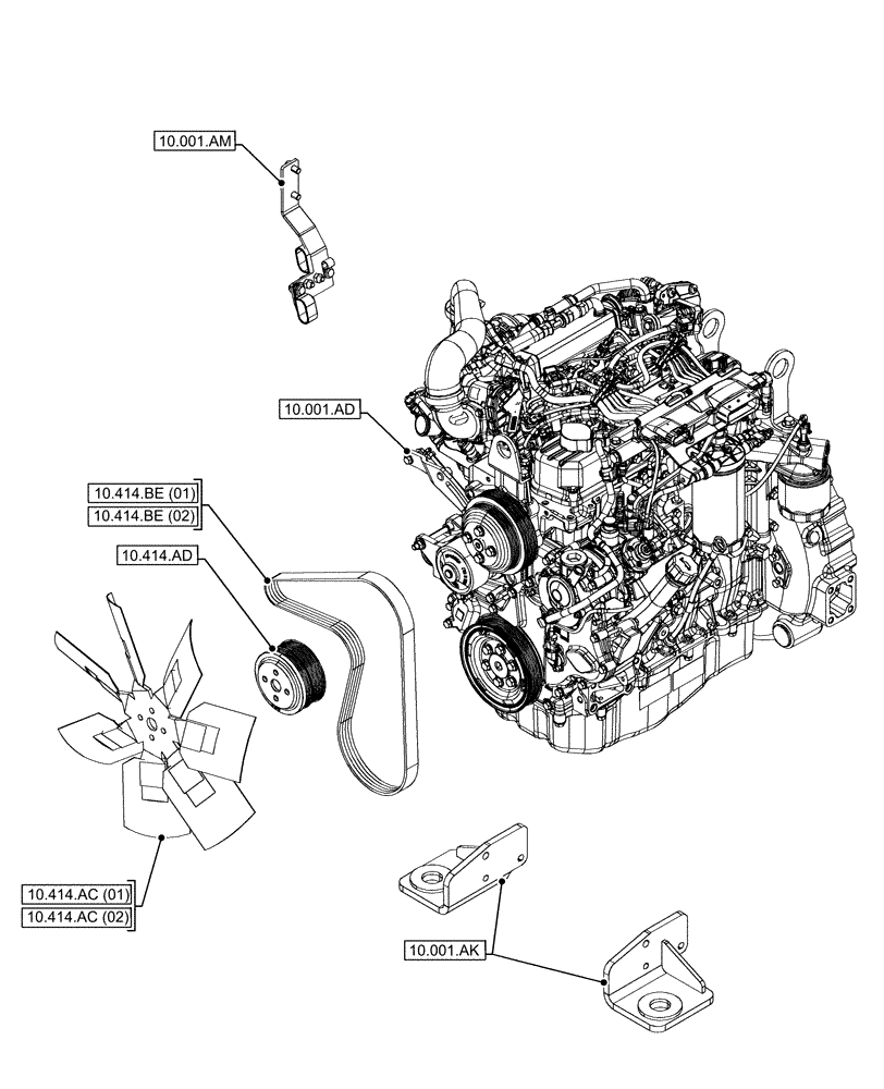Схема запчастей Case 580N EP - (10.000.00[01]) - SECTION INDEX - ENGINE (10) - ENGINE