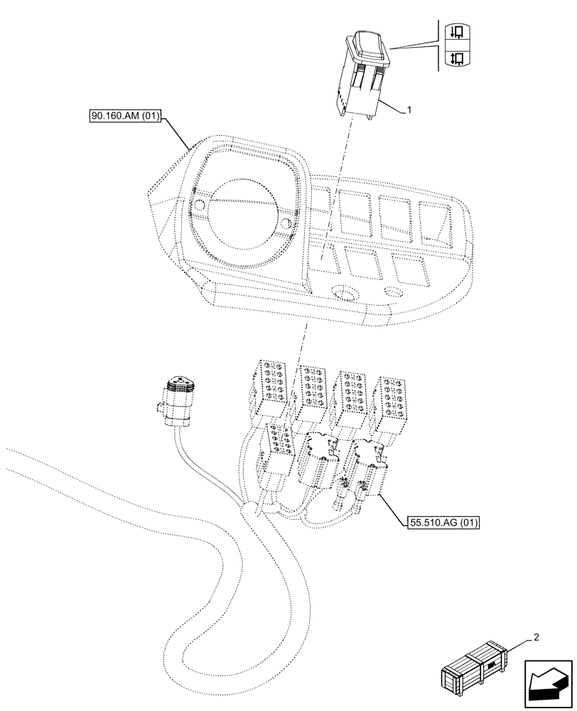 Схема запчастей Case 590SN - (55.512.CF[01]) - VAR - 423083, 423084 - OPTIONAL EQUIPMENT, SWITCH (55) - ELECTRICAL SYSTEMS