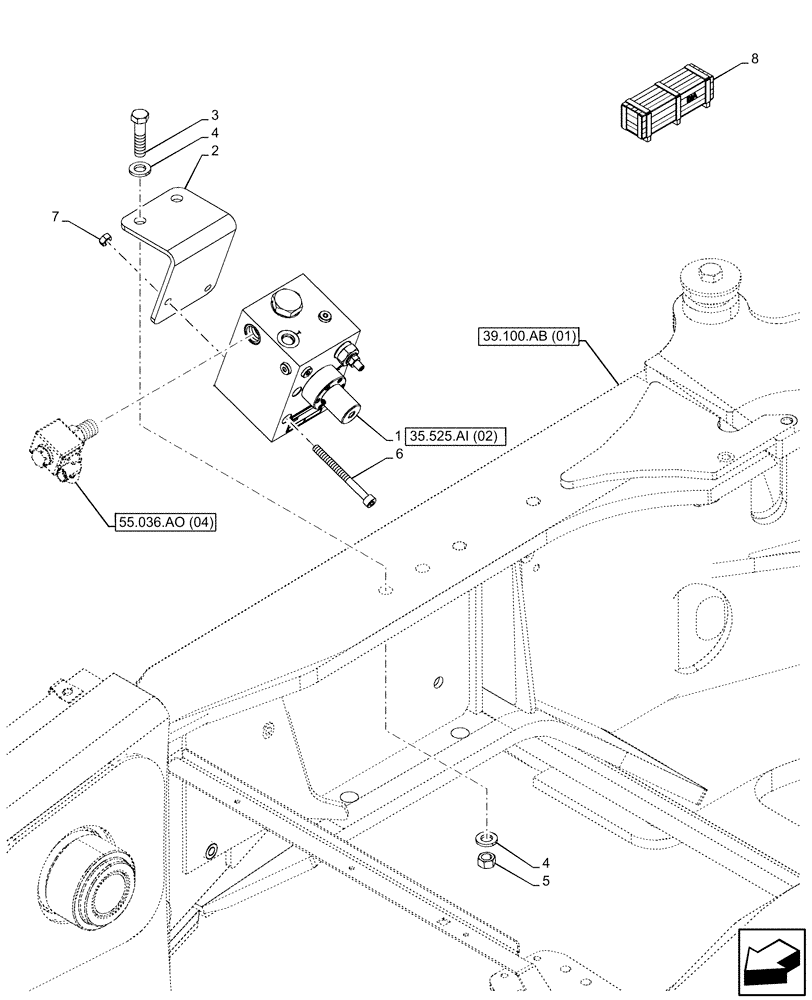 Схема запчастей Case 590SN - (35.525.AI[01]) - VAR - 423083, 747661, 747662 - AUXILIARY CONTROL VALVE, OPTIONAL EQUIPMENT (35) - HYDRAULIC SYSTEMS