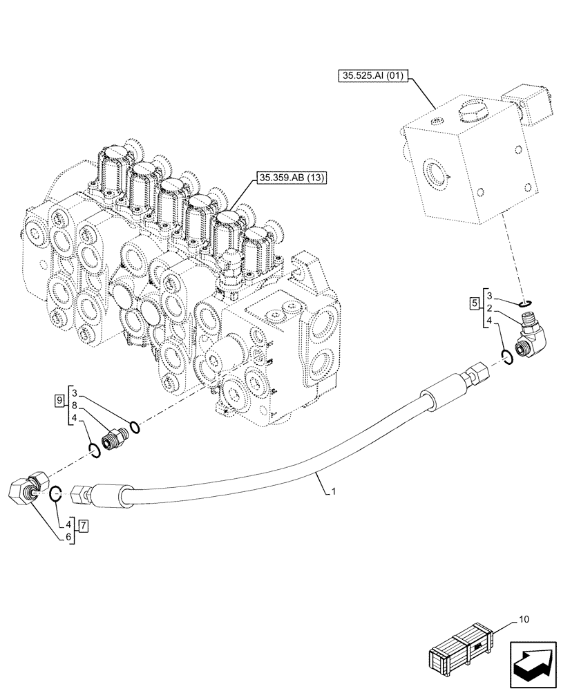 Схема запчастей Case 580N EP - (35.525.AA[16]) - VAR - 747662, 423084 - AUXILIARY HYDRAULIC, LINES (35) - HYDRAULIC SYSTEMS