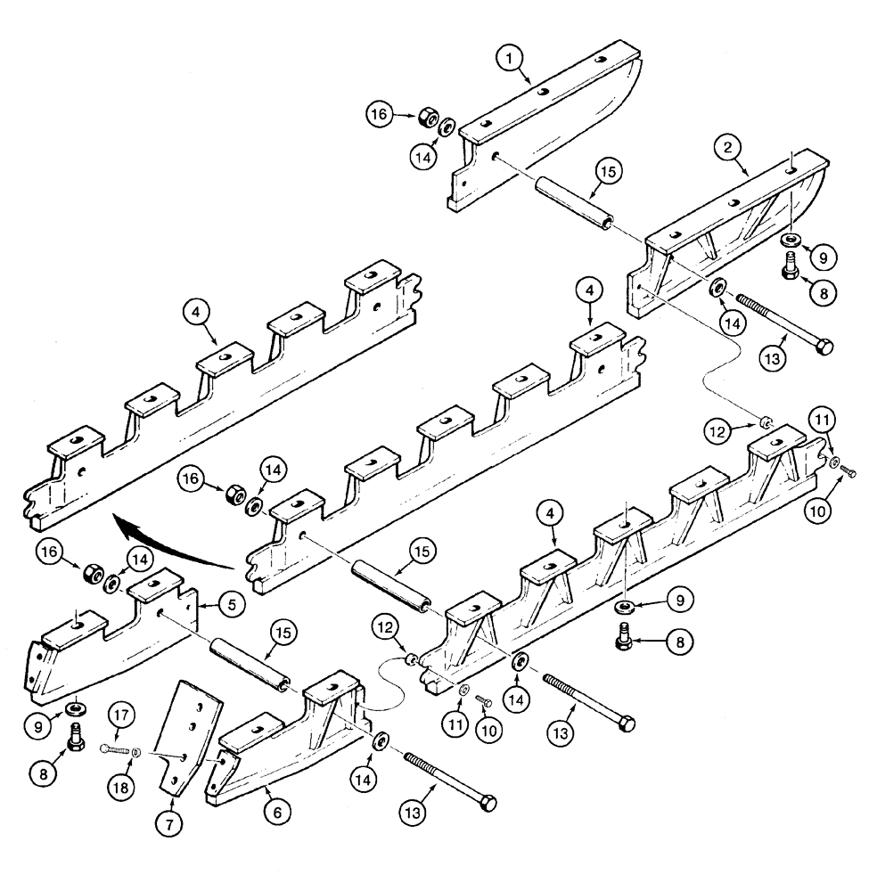 Схема запчастей Case 1150H - (05-07) - TRACK GUARDS (11) - TRACKS/STEERING