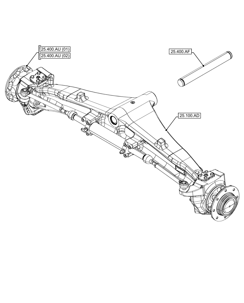 Схема запчастей Case 590SN - (00.000.25[01]) - PICTORIAL INDEX - FRONT AXLE SYSTEM 2WD (00) - GENERAL & PICTORIAL INDEX