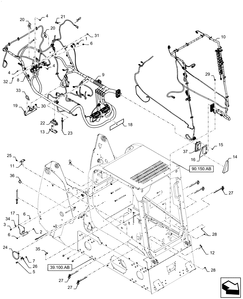 Схема запчастей Case TR310 - (55.101.AC[02]) - WIRE HARNESS & CONNECTOR, MECHANICAL CONTROLS, OPEN CAB (13-NOV-2017 & PRIOR) (55) - ELECTRICAL SYSTEMS