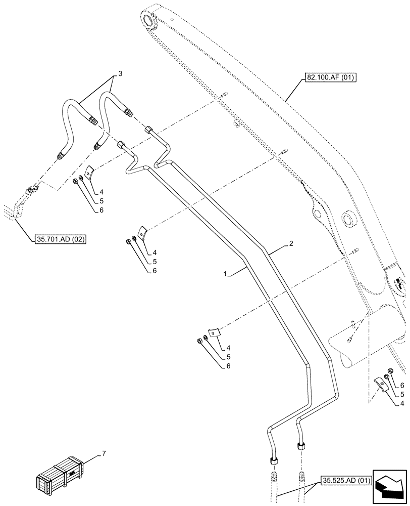 Схема запчастей Case 580N EP - (35.701.AD[01]) - VAR - 747776, 747864 - LOADER BUCKET, AUXILIARY HYDRAULIC (35) - HYDRAULIC SYSTEMS