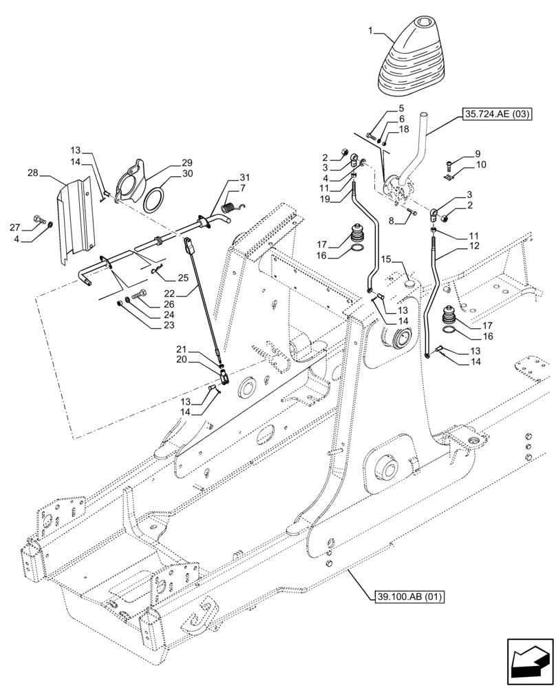 Схема запчастей Case 590SN - (35.724.AE[01]) - VAR - 423080 - CONTROL, LOADER BUCKET, GEAR PUMP (35) - HYDRAULIC SYSTEMS