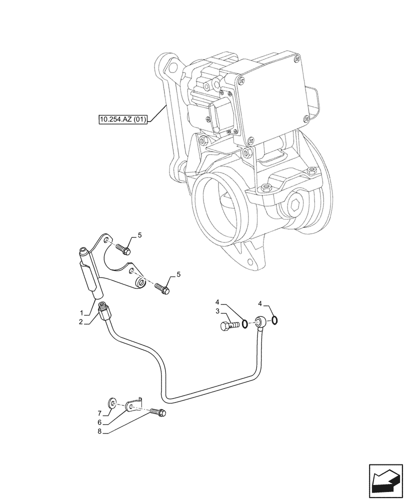 Схема запчастей Case F4HFE413V B001 - (10.254.AZ[03]) - ENGINE EXHAUST BRAKE, PIPE, WATER SUPPLY (10) - ENGINE