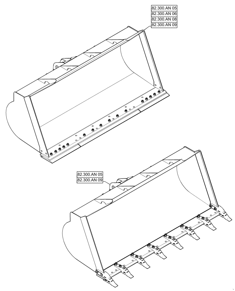 Схема запчастей Case 621F - (00.000.82[01]) - PICTORIAL INDEX - BUCKET (00) - GENERAL & PICTORIAL INDEX
