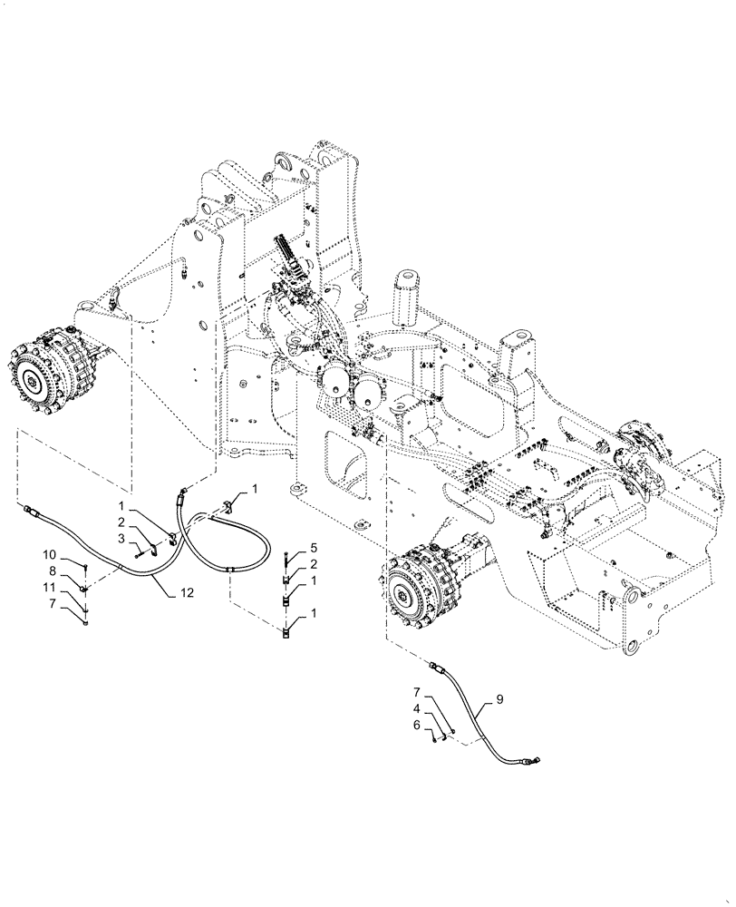 Схема запчастей Case 721F - (33.202.AP[04]) - BRAKE LINE INSTALLATION STANDARD AXLE (33) - BRAKES & CONTROLS