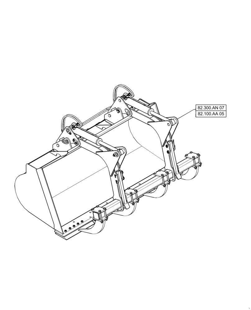 Схема запчастей Case 621F - (00.000.82[02]) - PICTORIAL INDEX - GRAPPLE BUCKET (00) - GENERAL & PICTORIAL INDEX