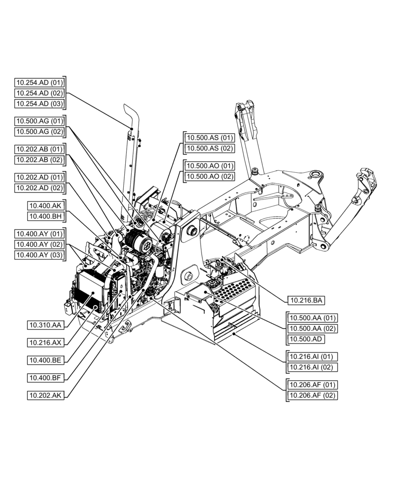 Схема запчастей Case 580SN WT - (00.000.10[02]) - PICTORIAL INDEX - ENGINE (00) - GENERAL & PICTORIAL INDEX
