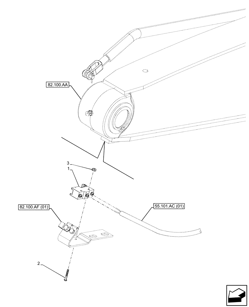 Схема запчастей Case 590SN - (55.415.AA) - LOADER ARM, BUCKET LEVEL INDICATOR (55) - ELECTRICAL SYSTEMS