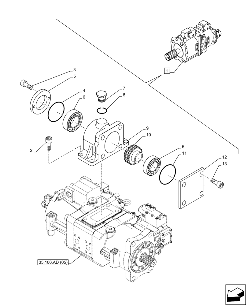 Схема запчастей Case CX350D LC - (35.106.AN) - VAR - 461863 - HYDRAULIC PUMP, PTO, CLAMSHELL BUCKET, ROTATION, W/ ELECTRICAL PROPORTIONAL CONTROL, COMPONENTS (35) - HYDRAULIC SYSTEMS