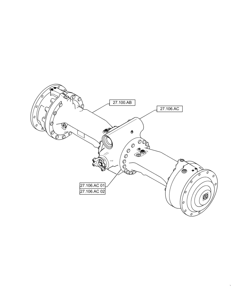 Схема запчастей Case 621F - (00.000.27) - PICTORIAL INDEX - REAR AXLE ASSY (00) - GENERAL & PICTORIAL INDEX