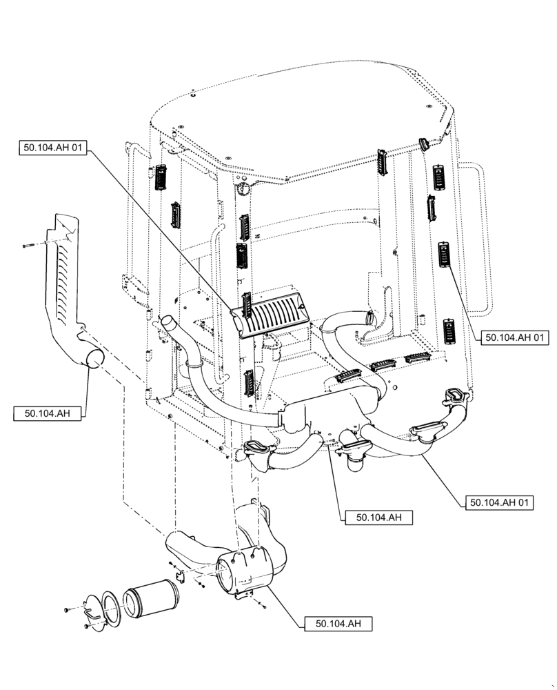 Схема запчастей Case 621F - (00.000.50) - PICTORIAL INDEX - AIR DUCTS & HOSES (00) - GENERAL & PICTORIAL INDEX