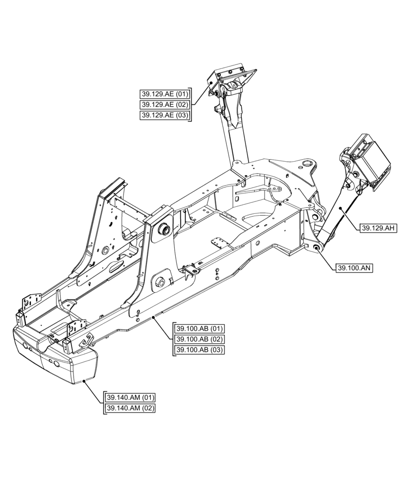 Схема запчастей Case 580N EP - (00.000.39) - PICTORIAL INDEX - FRAMES AND BALLASTING (00) - GENERAL & PICTORIAL INDEX